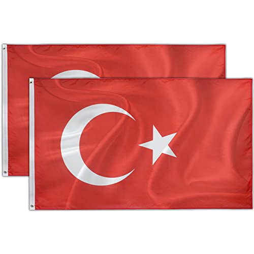 2 Stück Türkei Fahne | Flagge Türkei| Wetterfeste Türkische Flagge mit Messing-Ösen | Fahne Flagge Türkei Turkey TR | 90 x 150 cm | Kräftige Farben | Top Qualität 2 Stück Türkei Fahne | Flagge Türkei| Wetterfeste Türkische Flagge mit Messing-Ösen | Fahne Flagge Türkei Turkey TR | 90 x 150 cm | Kräftige Farben | Top Qualität von Dreamark