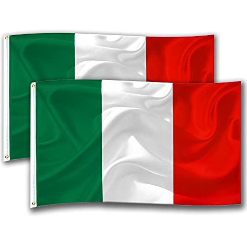 2 Stück Fahne | Flagge | Wetterfeste Flagge mit Messing-Ösen | Fahne Flagge 90 x 150 cm | Kräftige Farben | Top Qualität (Italien Flagge) von Dreamark