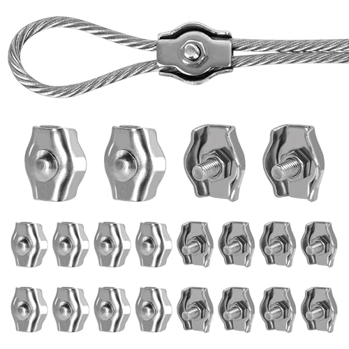20 Stück Drahtseilklemme M3, Simplex Seilklemmen 3mm Edelstahl 304, für Stahlseil 3mm, Wäscheleinenspanner & Markise, ideal für Befestigung von Drahtseilen und Zieh- & Hebevorrichtungen von Dreamark