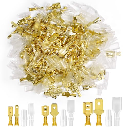 600 Stück Elektrische Kabelschuhe, Flachsteckhülsen Set, Kabelschuhe Flachstecker 2,8mm/4,8mm/6,3mm, Männlich & Weiblich Steckverbinder mit Isolierhülse, Kfz Flachstecker Set für Auto, Elektrik von Dreamark