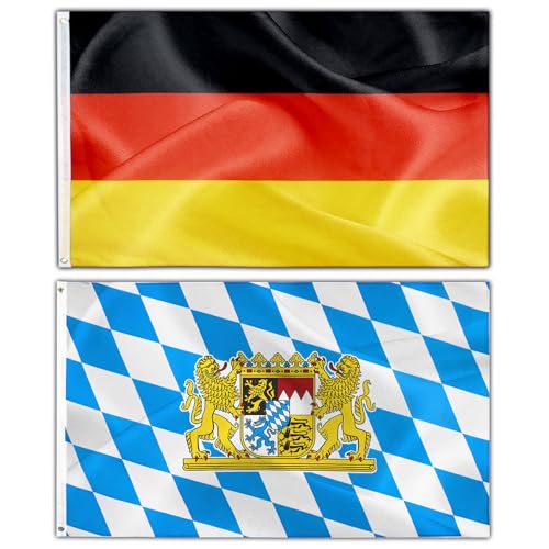 Bayern Flagge und Deutschland Flagge 90 X 150 cm Oktoberfest Party Deko Fahnen mit 2 stabilen Metallösen Deutsche Nationalflagge und Bavaria Flagge Oktoberfest Accessoires Bayrische Wetterfest Flagge Bayern Flagge und Deutschland Flagge 90 X 150 cm Oktoberfest Party Deko Fahnen mit 2 stabilen Metallösen Deutsche Nationalflagge und Bavaria Flagge Oktoberfest Accessoires Bayrische Wetterfest Flagge von Dreamark