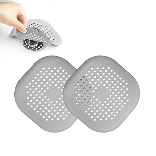 Dreamark 2 Stück Abfluss Haarfänger Haarsieb Dusche Silikon Home Drain Protector Drain Strainer Cover mit 4 Saugnäpfen Abflusssiebe für Badzimmer Badewanne Küche Waschbecken und Spüle (Grau, Grau) von Dreamark