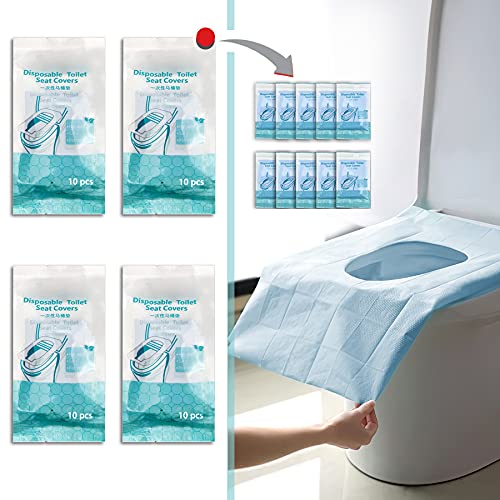 40 Stück Toilettenauflage Einweg/Einweg Toilettensitzauflage,Wasserdichte Biologisch Abbaubarer Einweg-Toilettenbezüge im Taschenformat für Erwachsene und Kinder,Ideal für Reisen,öffentliche Toiletten von Dreamark