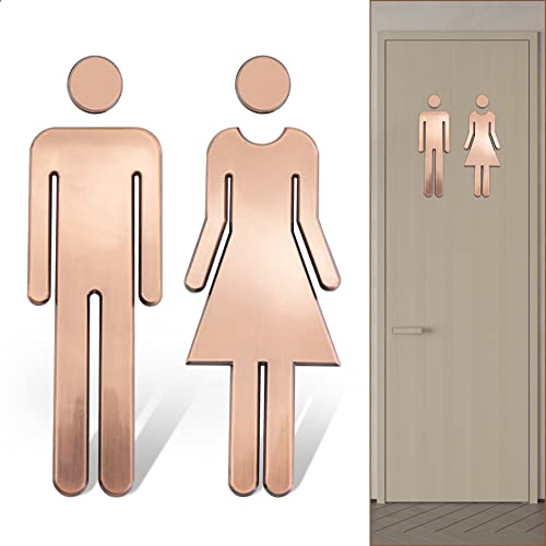 Dreamark Toilettenschild, Toilettenschild, Toilettenschild, 20 cm, Aufkleber, Symbol für Herren und Damen, Badezimmer (Farbe Bronze, gebürstet) von Dreamark