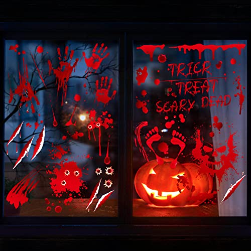 Halloween Dekoration Fenster, Horror Fensterdeko für Halloween, Fenstersticker Fensterbilder Halloween, Wiederverwendbar Fensterfolie für Fenster Kühlschrank Halloween Party Deko (9 Blätter, 95 Pcs) von Dreamark