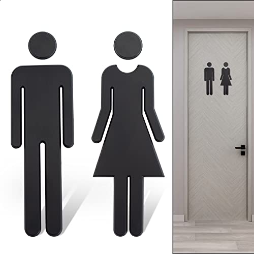 WC Schild Toilette Bad 1 Paar Schild Toilette Aufkleber Symbol Herren Damen Badezimmer (Schwarz (20 cm)) von Dreamark