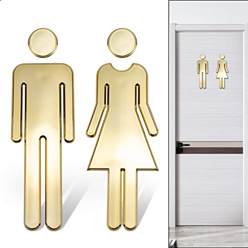 WC-Schild für Badezimmer, Toilette, 1 Paar, Schild, Toilette, Aufkleber, Symbol für Herren und Damen, Badezimmerschilder (Gold(12 cm)) von Dreamark