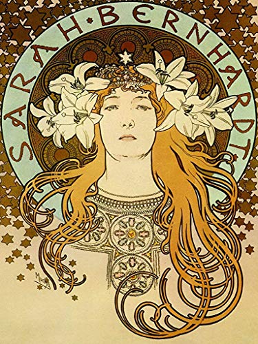 Dreamawsl 20,3 x 30,5 cm Blechschild Vintage – Sarah Bernhardt – Vintage Alphonse Mucha Jugendstil – Metall Deko Schild Bar Straßenschild Straßenschild Straßenschild von Dreamawsl