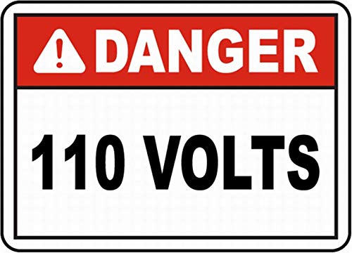 Dreamawsl Achtung vor - Blechschild - Gefahr 110 Volt Label Sicherheitsschild Blechschild Warnschild Warnschild Hinweis 30,5 x 20,3 cm von Dreamawsl