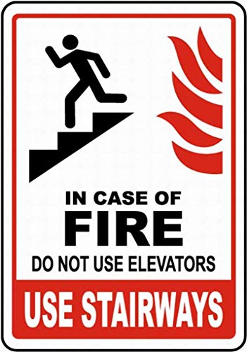 Dreamawsl Achtung vor - Blechschild - In Case of Fire Do Not Use Elevators Schild Sicherheitsschild Blech Metall Warnschild Hinweis 30,5 x 20,3 cm von Dreamawsl