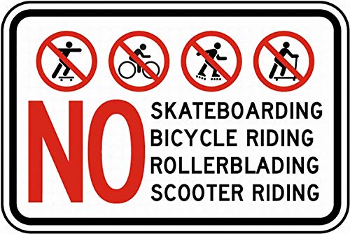 Dreamawsl Achtung vor - Blechschild - No Skateboarding Rollerblading-Schild Sicherheitsschild Blech Metall Warnschild Hinweis 30,5 x 20,3 cm von Dreamawsl