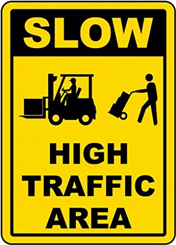 Dreamawsl Achtung vor - Blechschild - Slow High Traffic Area Schild Sicherheitsschild Blech Metall Warnschild Hinweis 30,5 x 20,3 cm von Dreamawsl