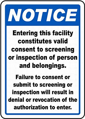 Dreamawsl Achtung vor - Blechschild - Valid Consent to Screening Schild Sicherheitsschild Blech Metall Warnschild Hinweis 30,5 x 20,3 cm von Dreamawsl
