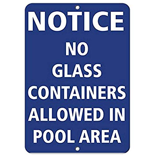 Notice Board Notice No Glass Containers Allowed in Pool Area Style 2 Aluminium-Metallschild, 30,5 x 20,3 cm von Dreamawsl