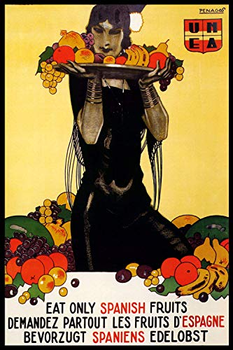 Retro Metal Poster Series - Demandez Partout Les Fruits D'Espagne Vintage Spanish Advertising Poster - Advertising Poster Tin Sign Metal Scenery Character Poster 30,5 x 20,3 cm von Dreamawsl