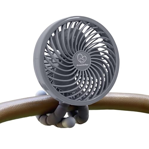 Dreambaby Kinderwagen-Ventilator, Stativ-Clip-on-Ventilator, Kinderwagen-Ventilator für Babys, Handventilator, Schreibtischventilator, tragbarer Ventilator, Deluxe-Smart-Grip-Akku-Stativventilator, von Dreambaby