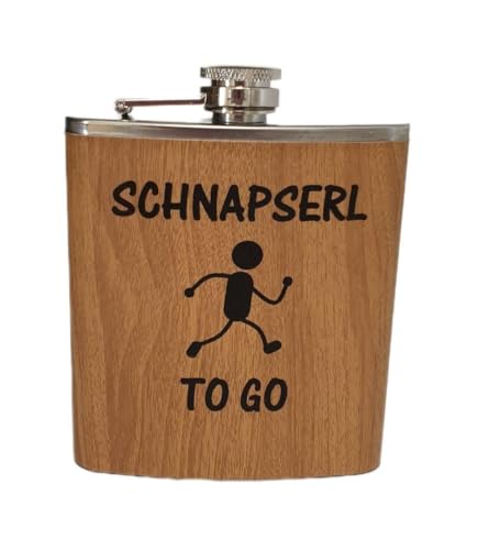 Edelstahl Flachmann 170ml in Holzoptik – Ideal für Unterwegs, Robust & Langlebig, Trinkflasche, Geschenkidee" (Schnapserl to go) von Dreambase