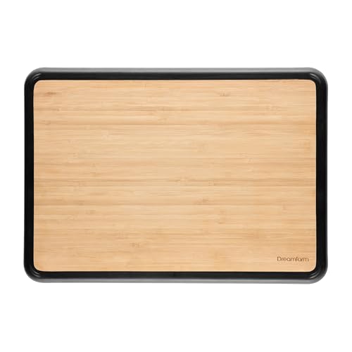 Dreamfarm Big Fledge Bambus-Schneidebrett, spülmaschinenfest, doppelseitig, mit rutschfesten, aufklappbaren Silikonkanten, 35,6 x 25,4 cm, Bambus von Dreamfarm