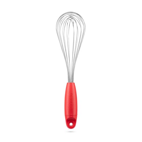 Dreamfarm FLISK Schneebesen Edelstahl | Rot | 30,5 cm | 3in1 Schneebesen klappbar: Ballonschneebesen, Saucenquirl & Flachbesen | Spülmaschinenfester Quirl Küche | BPA frei von Dreamfarm