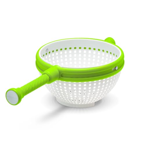 Dreamfarm SPINA 2 in 1 Passiersieb und Salatschleuder | Spülmaschinenfest | BPA frei | Rutschfeste Salatschleuder für die Spüle | Zum Schleudern von Salaten, Gemüse, Beeren, Trauben, Nudeln von Dreamfarm