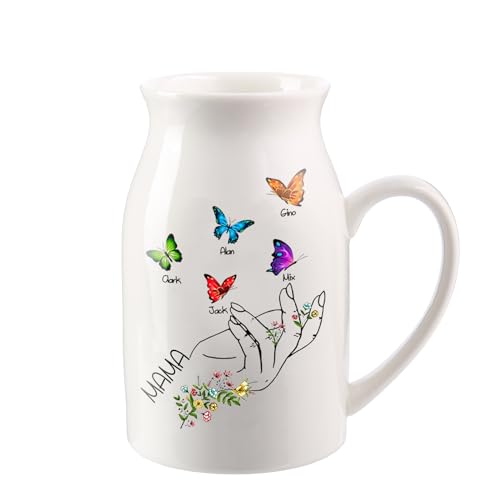 Geschenk für den Muttertag Personalisierte, Personalisierte Geschenke für Damen, Personalisierte Vasen mit Gravur 2-8 Namen, Vase mit Schmetterlings von Dreamgem