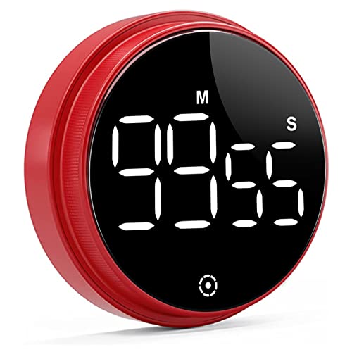 Dreamhigh® Digitaler Küchentimer mit Magnethalterung, Eieruhr, kurzzeitwecker LCD Bildschirm, 3 Lautstärkestufen und 2 Helligkeitsstufen, Ideal zum Kochen, Backen, Studieren usw-Rot von Dreamhigh