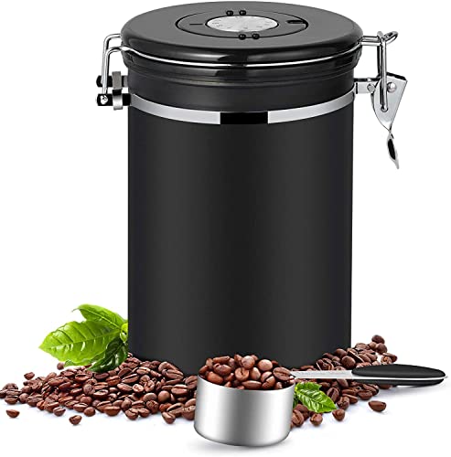 Dreamhigh® Kaffeedose Luftdicht 1kg Bohnen - Kaffeebehälter aus Edelstahl mit Messlöffel-2800 ml von Dreamhigh