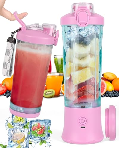 Dreamhigh® Mixer Smoothie Maker, 600ml Tragbarer Mixer für Smoothies und Shakes mit 6 Klingen, 4000mAh Mini Mixer Kann 25 Tassen Saft auspressen für Büro, Camping und Reisen (Lila) von Dreamhigh