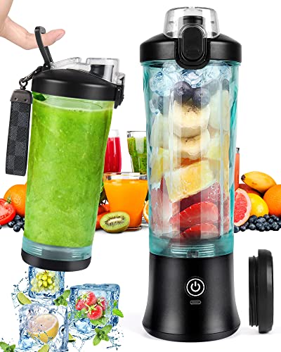 Dreamhigh® Mixer Smoothie Maker, 600ml Tragbarer Mixer für Smoothies und Shakes mit 6 Klingen, 4000mAh Mini Mixer Kann 25 Tassen Saft auspressen für Büro, Camping und Reisen von Dreamhigh