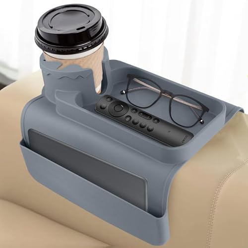 Dreamhigh® Sofa Tablett - Couch Ablage flexibel für Armlehne, Tablett für Sofa mit 48x29.5 cm, Couch Tablett Nachhaltiger Einsatz von Silikon Groß, Sofatablett Armlehne mit Getränkehalter & Fächern von Dreamhigh