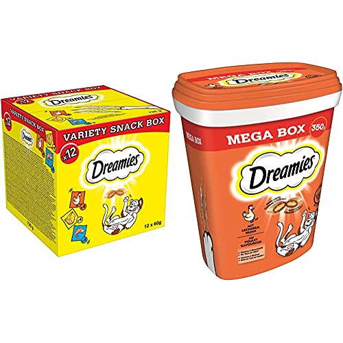 Dreamies Katzensnacks mit verschiedenen Geschmacksrichtungen – Huhn, Käse & Lachs, 12 x 60g & Mix Katzensnacks mit Huhn-Geschmack – Außen knusprig & innen cremig – 2 x 350g Dreamies Katzensnacks mit verschiedenen Geschmacksrichtungen – Huhn, Käse & Lachs, 12 x 60g & Mix Katzensnacks mit Huhn-Geschmack – Außen knusprig & innen cremig – 2 x 350g von Dreamies