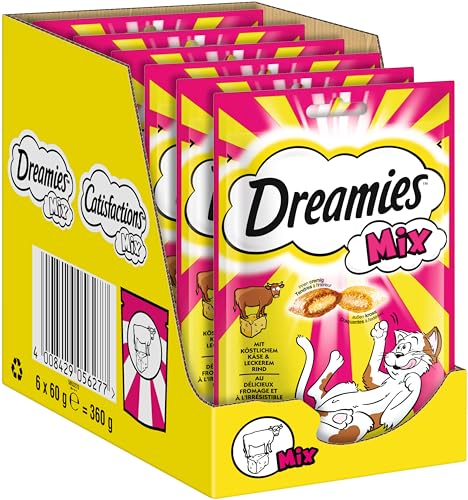 Dreamies Mix Katzensnacks mit Rind & Käse – Außen knusprig & innen cremig – 6 x 60g Dreamies Mix Katzensnacks mit Rind & Käse – Außen knusprig & innen cremig – 6 x 60g von Dreamies