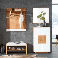 Design Garderoben Set in Weiß Wildeiche Massivholz (vierteilig) von Dreaming Forest