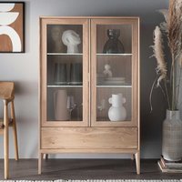 Esszimmer Highboard Vitrine im Skandi Design Wildeiche Massivholz von Dreaming Forest