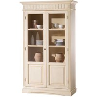 Landhaus Vintage Vitrinenschrank in Creme Fichte Massivholz von Dreaming Forest