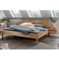 Wildeiche Massivholzbett in modernem Design 208 cm tief von Dreaming Forest