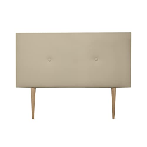 Dreaming Online - Kopfteil mit Polsterung, Modell Mailand, mit Beinen, Bezug aus hochwertigem Kunstleder, Holz Lederimitat, beige, 100 x 60 cm (Cama 90) von DUÉRMETE ONLINE