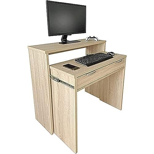 Dreaming Online Cambria, Schreibtisch komplett ausziehbar, Computertisch, Farbe, praktisch und funktional, Holz, 90 x 33/64 x 73/86,5 cm von DUÉRMETE ONLINE