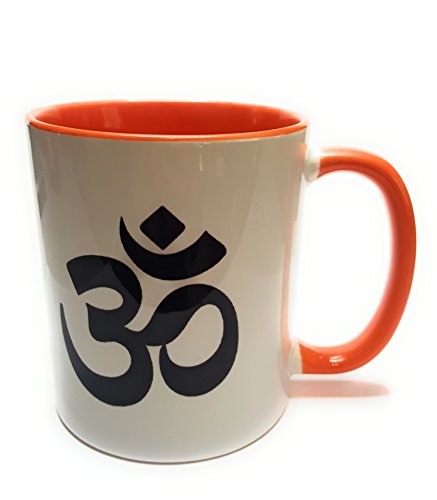 Dreamlife Kaffee- /Teetasse OM orange mit Geschenkskarte (Hindus, Jainas, Buddhisten), Keramik, 330ml von Dreamlife