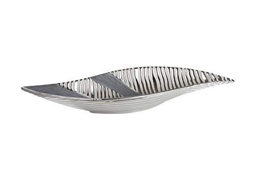 Dreamlight Moderne Dekoschale Obstschale aus Keramik Silber/anthrazit Länge 41,5 cm Breite 14 cm von Dreamlight