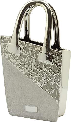 Dreamlight Moderne Skulptur Handtasche oder Dekovase Handtasche aus Keramik Silber Höhe 35 cm von Dreamlight