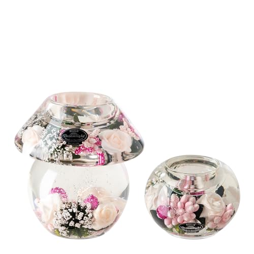 Dreamlight Teelichthalter Deko Noblesse Mercur - 2er Set Traumlicht Teelichter Glas Tischdeko Hochzeit Ostern Geschenk für Frauen Geschenkset Muttertag - Rose Ivory - Höhe 8/11 cm Dreamlight Teelichthalter Deko Noblesse Mercur - 2er Set Traumlicht Teelichter Glas Tischdeko Hochzeit Ostern Geschenk für Frauen Geschenkset Muttertag - Rose Ivory - Höhe 8/11 cm von Dreamlight