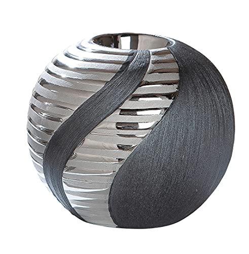Moderner Teelichthalter Teelichtleuchte Windlicht aus Keramik Silber Anthrazit Durchmesser 10 cm Moderner Teelichthalter Teelichtleuchte Windlicht aus Keramik Silber Anthrazit Durchmesser 10 cm von Dreamlight