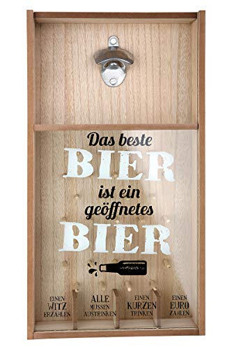 Tolles Kronkorkenspiel Flaschenöffner bestes Bier aus hochwertigem MDF Holz zur Wandbefestigung 26x48 cm (BxH) von Dreamlight