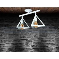 Doppel Weiße Pyramide Halbbläser Deckenleuchte Weiß Deckenhalterung Deckenleuchten Küche Insel Spülvorrichtung von Dreamlightforyou