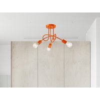 Drei Kopf Semi Bündig Montieren Orange Kronleuchter Befestigung 3-Glühbirnen-Kronleuchter Beleuchtung Triple Light Nursery Deckenleuchte Leuchte von Dreamlightforyou