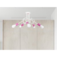Fünf-Kopf-Halbunterputz-Weiß & Rosa Kronleuchter Spielzimmer Leuchte Kinderzimmer Beleuchtung 5-Flammiger Fünf Arme Deckenleuchte von Dreamlightforyou