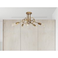Fünf Kopf Semi Unterputz Kronleuchter Golden Flush Leuchte Arme Deckenleuchte 5-Licht Licht Badezimmerbeleuchtung von Dreamlightforyou