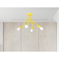 Gelbe Quarto-Deckenleuchte Halbeinbau-Deckenleuchte Spielzimmer-Leuchte Gelber Kronleuchter Vier-Licht-Halbeinbau-Deckenleuchte von Dreamlightforyou