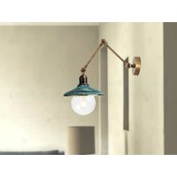 Grüne Patina Messing Verstellbare Armleuchte Swing Arm Lichter Wandleuchte Wandleuchten Vintage Kupfer Retro Licht von Dreamlightforyou